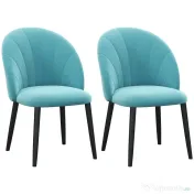 HOMCOM Set 2 Scaune pentru Living și Sufragerie Tapițate, din Metal și Material Textil cu Aspect de Catifea Verde Deschis, 52x54x79 cm 