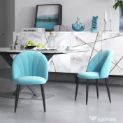 HOMCOM Set 2 Scaune pentru Living și Sufragerie Tapițate, din Metal și Material Textil cu Aspect de Catifea Verde Deschis, 52x54x79 cm 