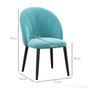 HOMCOM Set 2 Scaune pentru Living și Sufragerie Tapițate, din Metal și Material Textil cu Aspect de Catifea Verde Deschis, 52x54x79 cm 