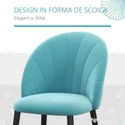HOMCOM Set 2 Scaune pentru Living și Sufragerie Tapițate, din Metal și Material Textil cu Aspect de Catifea Verde Deschis, 52x54x79 cm 