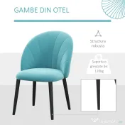 HOMCOM Set 2 Scaune pentru Living și Sufragerie Tapițate, din Metal și Material Textil cu Aspect de Catifea Verde Deschis, 52x54x79 cm 