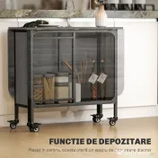 HOMCOM Masă de dining pliabilă pentru maximum 6 persoane, cu raft, din lemn și metal, 130x80x74 cm, gri 