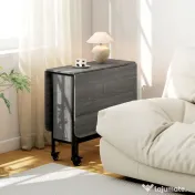HOMCOM Masă de dining pliabilă pentru maximum 6 persoane, cu raft, din lemn și metal, 130x80x74 cm, gri 