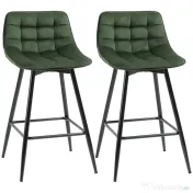 HOMCOM Set de 2 Scaune de Bar cu Spatar si Suport pentru Picioare, Scaune inalte Tapitate in Stil Nordic din Metal 