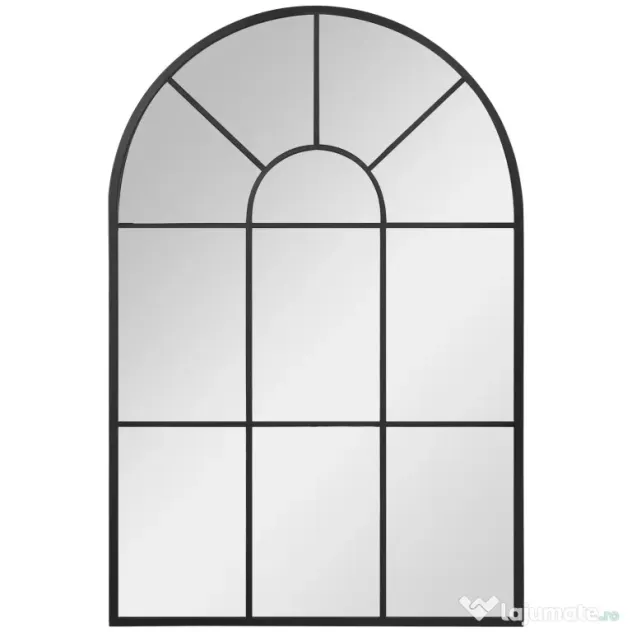 Homcom Oglinda Arcuita de Perete 91×60 cm, Negru Elegant