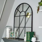 Homcom Oglinda Arcuita de Perete 91×60 cm, Negru Elegant