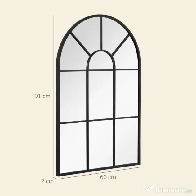 Homcom Oglinda Arcuita de Perete 91×60 cm, Negru Elegant