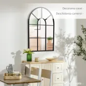Homcom Oglinda Arcuita de Perete 91×60 cm, Negru Elegant