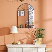 Homcom Oglinda Arcuita de Perete 91×60 cm, Negru Elegant