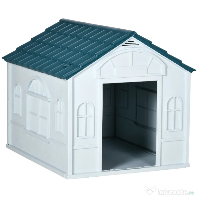 PawHut Casă Caini Plastic Talie Mare Rezistentă la Vreme Albastru 84.2x98.2x82cm | Aosom Romania