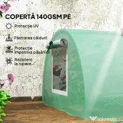 Outsunny Seră mică cu 5 ferestre și grilaj central, din oțel, PE și PP, 300x80x45 cm, verde 