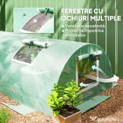 Outsunny Seră mică cu 5 ferestre și grilaj central, din oțel, PE și PP, 300x80x45 cm, verde 