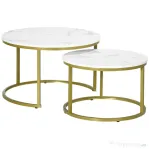 Homcom Set 2 Mese Rotunde – Masute Cafea Stivuibile, Alb