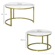 Homcom Set 2 Mese Rotunde – Masute Cafea Stivuibile, Alb 