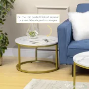 Homcom Set 2 Mese Rotunde – Masute Cafea Stivuibile, Alb 