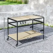 Outsunny Cărucior de Grădină pentru Servit, din Lemn cu Șipci și Oțel, Raft și Mâner, 107x65x80 cm