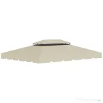 Outsunny Copertina de schimb pentru foisor de gradina cu acoperis cu 2 niveluri, capac din poliester pentru foisor de 3x4m, bej