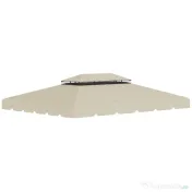 Outsunny Copertina de schimb pentru foisor de gradina cu acoperis cu 2 niveluri, capac din poliester pentru foisor de 3x4m, bej 