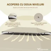 Outsunny Copertina de schimb pentru foisor de gradina cu acoperis cu 2 niveluri, capac din poliester pentru foisor de 3x4m, bej 