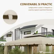 Outsunny Copertina de schimb pentru foisor de gradina cu acoperis cu 2 niveluri, capac din poliester pentru foisor de 3x4m, bej 