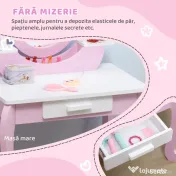 ZONEKIZ Set de Toaletă Machiaj, Măsuță de Machiaj cu Oglinzi și Taburet pentru Copii, Vârsta 3-6 Ani, 65,5x46x93 cm, Roz