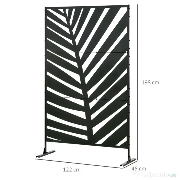 Outsunny Panou de Intimitate pentru Exterior din Metal, 122 x 198 cm, Separator Decorativ cu Suport și Șuruburi de Expansiune, Panou Autoportant pentru Grădină, Terasă, Piscină, Frunză de Bananier | Aosom Romania