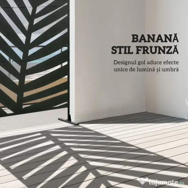 Outsunny Panou de Intimitate pentru Exterior din Metal, 122 x 198 cm, Separator Decorativ cu Suport și Șuruburi de Expansiune, Panou Autoportant pentru Grădină, Terasă, Piscină, Frunză de Bananier | Aosom Romania
