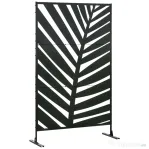 Outsunny Panou pentru Intimitate Exterior din Metal, 122 x 198 cm, Divizor Decorativ cu Suport și Șuruburi de Ancorare, Panou Autoportant pentru Grădină, Terasă, Piscină, Frunză de Bananier