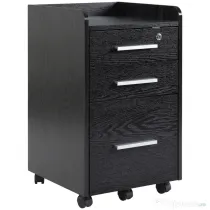 HOMCOM Dulap Portadocumente din Lemn cu 3 Sertare cu Chei de Securitate și 5 Roți, 39.2x40x65.4 cm, Negru | Aosom Romania