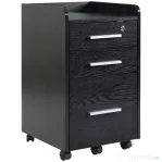 HOMCOM Dulap Portadocumente din Lemn cu 3 Sertare cu Chei de Securitate și 5 Roți, 39.2x40x65.4 cm, Negru