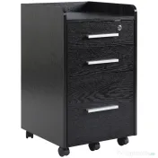 HOMCOM Dulap Portadocumente din Lemn cu 3 Sertare cu Chei de Securitate și 5 Roți, 39.2x40x65.4 cm, Negru