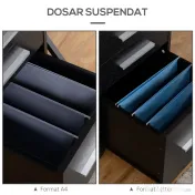 HOMCOM Dulap Portadocumente din Lemn cu 3 Sertare cu Chei de Securitate și 5 Roți, 39.2x40x65.4 cm, Negru