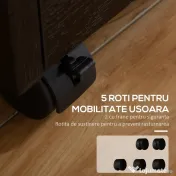 HOMCOM Dulap Portadocumente din Lemn cu 3 Sertare cu Chei de Securitate și 5 Roți, 39.2x40x65.4 cm, Negru
