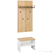 HOMCOM Entryway Organizer with Shoe Bench, Shoe Rack, Hall Tree with 4 Hooks, Coat Rack for Hallway, White and Natural 