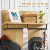 HOMCOM Entryway Organizer with Shoe Bench, Shoe Rack, Hall Tree with 4 Hooks, Coat Rack for Hallway, White and Natural 