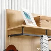 HOMCOM Entryway Organizer with Shoe Bench, Shoe Rack, Hall Tree with 4 Hooks, Coat Rack for Hallway, White and Natural 