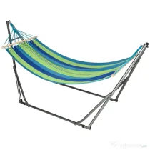 Outsunny Hamac pentru Exterior cu Arc cu Suport Curbat PLiabil, Material din Bumbac Comfortabil si Cadru de Otel, Negru