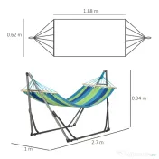 Outsunny Hamac pentru Exterior cu Arc cu Suport Curbat PLiabil, Material din Bumbac Comfortabil si Cadru de Otel, Negru