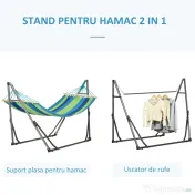 Outsunny Hamac pentru Exterior cu Arc cu Suport Curbat PLiabil, Material din Bumbac Comfortabil si Cadru de Otel, Negru