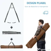 Outsunny Hamac pentru Exterior cu Arc cu Suport Curbat PLiabil, Material din Bumbac Comfortabil si Cadru de Otel, Negru