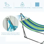 Outsunny Hamac pentru Exterior cu Arc cu Suport Curbat PLiabil, Material din Bumbac Comfortabil si Cadru de Otel, Negru