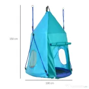 Leagan pentru gradina pentru copii 3–8 ani, Ø100cm, franghii reglabile, albastru | Aosom Romania 