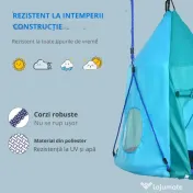 Leagan pentru gradina pentru copii 3–8 ani, Ø100cm, franghii reglabile, albastru | Aosom Romania 