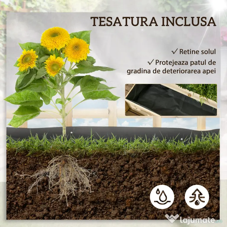 Outsunny Jardiniera cu 3 Niveluri cu Grilaj pentru Catarat Vita de Vie, ghiveci suprainaltat | Aosom Romania