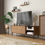 HOMCOM Suport TV Modern cu Rafturi Deschise, pentru Televizoare până la 65", Design Elegant, Maro | Aosom Romania 