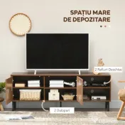 HOMCOM Suport TV Modern cu Rafturi Deschise, pentru Televizoare până la 65", Design Elegant, Maro | Aosom Romania 