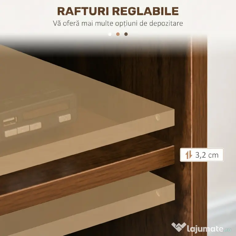 HOMCOM Suport TV Modern cu Rafturi Deschise, pentru Televizoare până la 65", Design Elegant, Maro | Aosom Romania
