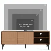HOMCOM Suport TV Modern cu Rafturi Deschise, pentru Televizoare până la 65", Design Elegant, Maro | Aosom Romania 