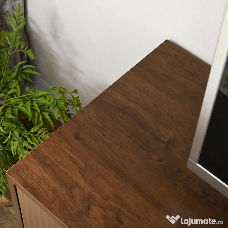 HOMCOM Suport TV Modern cu Rafturi Deschise, pentru Televizoare până la 65", Design Elegant, Maro | Aosom Romania