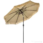 Outsunny Umbrela pentru gradina cu paie, umbrela rotunda stil Hawai cu manivela, Ø265x250cm, kaki